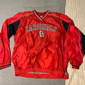 St Louis Cardinal Majestic Windbreaker Mens L Long Sleeve Pullover Logo Red